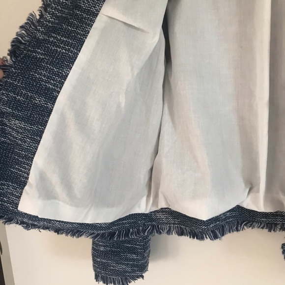 TOPSHOP BLUE TWEED CHUNKY KNIT OPEN FRIDGE BLAZER - Picture 8 of 13